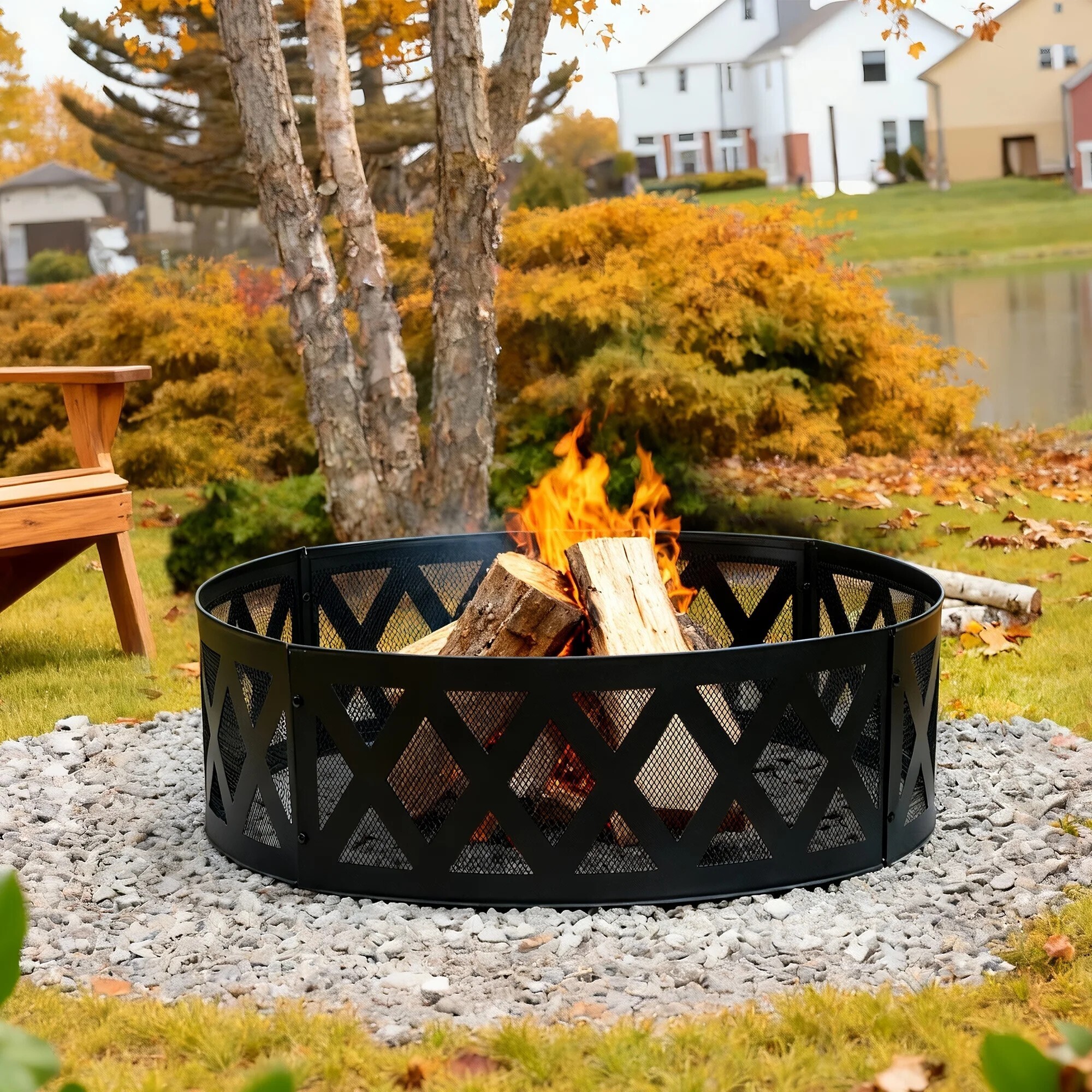GearXpert Diamond Fire Ring — 36in., Heat-Resistant Steel, Spark-Blocking Mesh, Model# GXOD2A-OH602